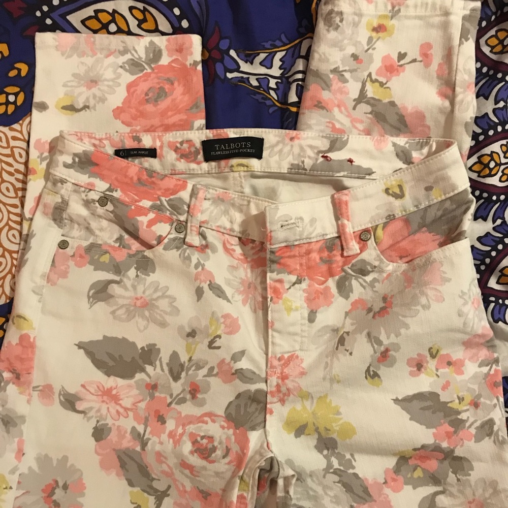 Floral printed skinny jeans